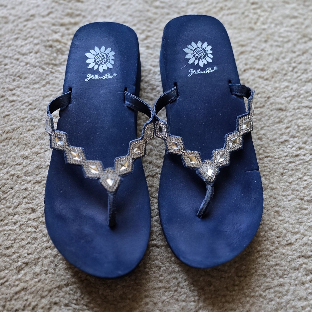 Yellowbox Leather Upper Rhinestone Sandals
